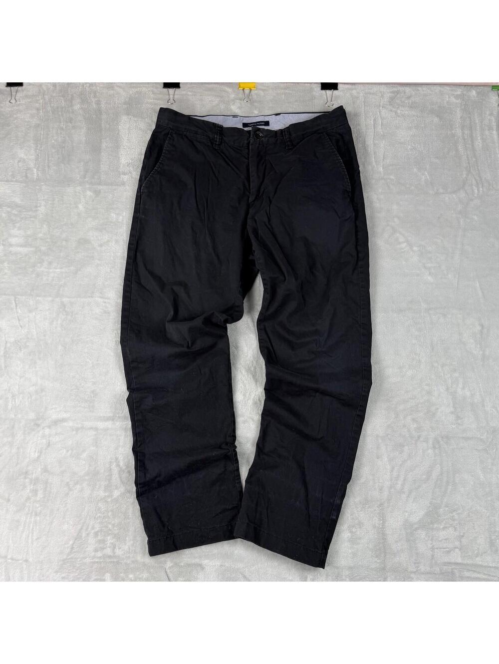 Tommy Hilfiger Chino Pants Black Slim Fit Stretch 32x30 Casual Offcie Work Flaw
